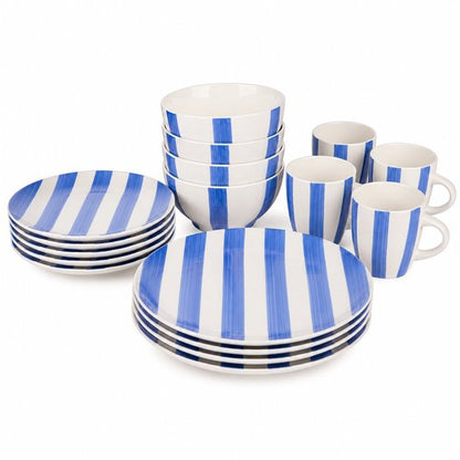Serviesset 16-delig blauw/wit