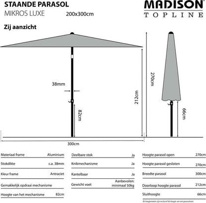 Madison Parasol Mikros 200x300cm ecru