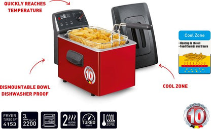 Fritel ST4153RED Friteuse 3L 2200W Rood/Zwart