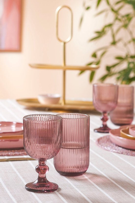 Merlot drinkglas set van 6 450ml Roze/Paars