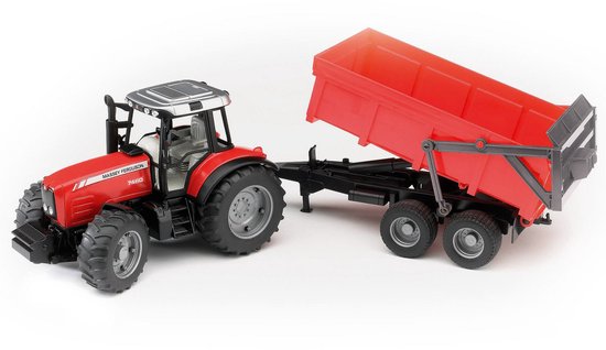 Bruder Massey Ferguson 7480 Tractor met Aanhanger