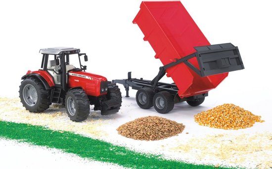 Bruder Massey Ferguson 7480 Tractor met Aanhanger
