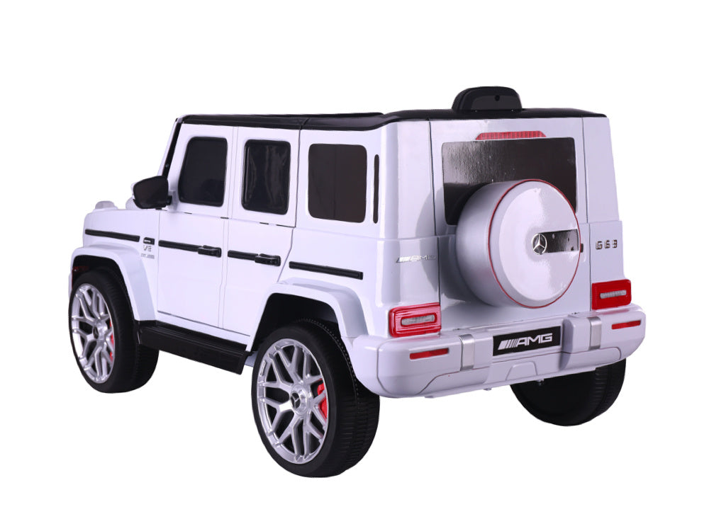 Mercedes G63, Kinderauto Met Lithium Accu, Rubberen Banden, Leder Zitje