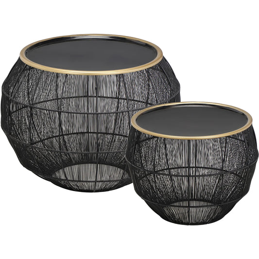 Set van 2 ronde bijzettafels Metaal
