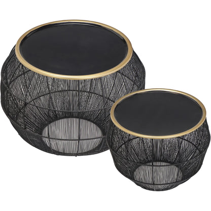 Set van 2 ronde bijzettafels Metaal