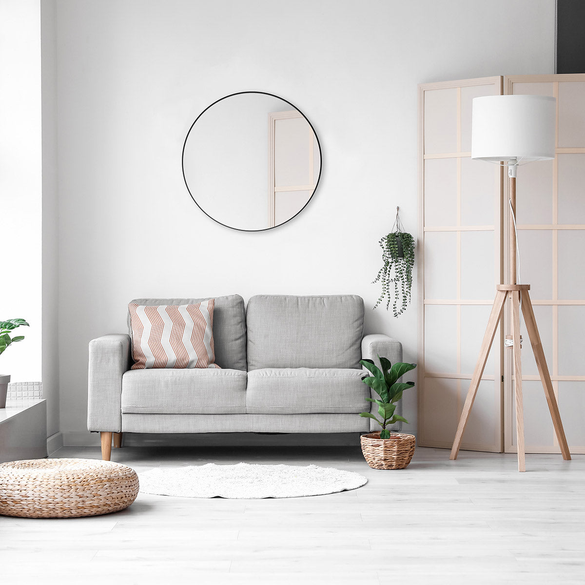 Wandspiegel rond 80cm Metaal Zwart