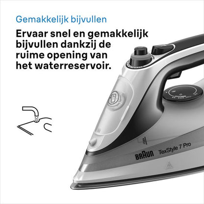 Braun SI7149WB WT/ZW TexStyle7 Pro Stoomstrijkijzer Zwart/Wit