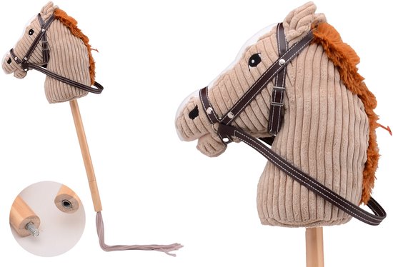 Johntoy Stokpaardje + geluid 80cm bruin