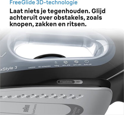Braun SI3055BK TexStyle3 Stoomstrijkijzer Zwart