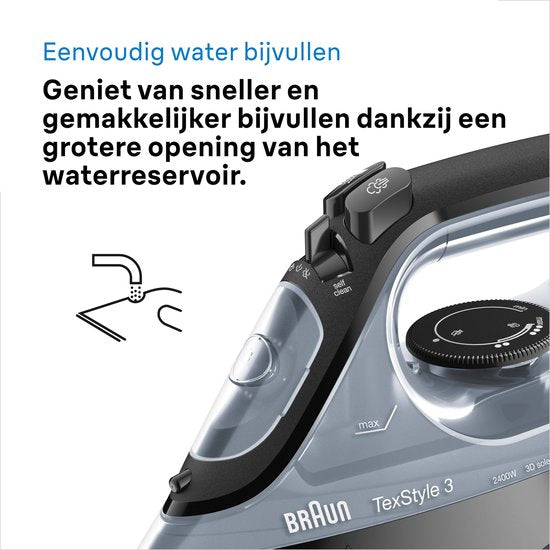 Braun SI3055BK TexStyle3 Stoomstrijkijzer Zwart