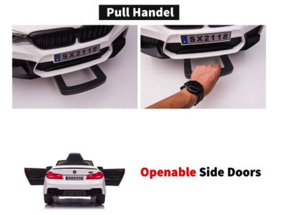 Bmw M5,Lithium, Leder Zitje, Rubberen Banden, Kinder Accu Auto!