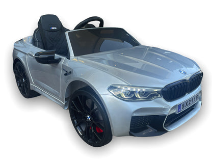 Bmw M5,Lithium, Leder Zitje, Rubberen Banden, Kinder Accu Auto!