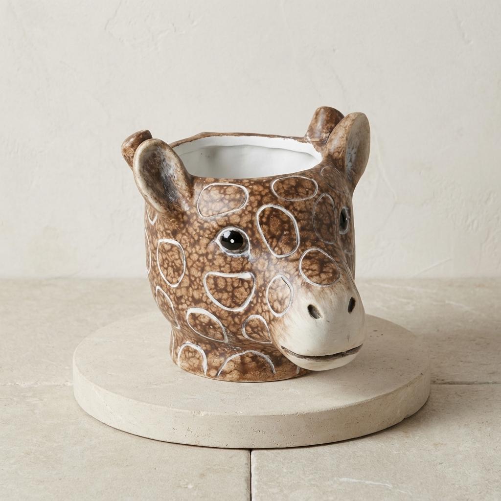 Planter Giraf D11/14X11Cm - Bruin