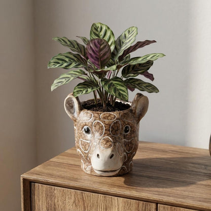 Planter Giraf D11/14X11Cm - Bruin