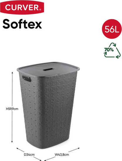 Curver Softex Wasmand met Deksel 56L Antraciet
