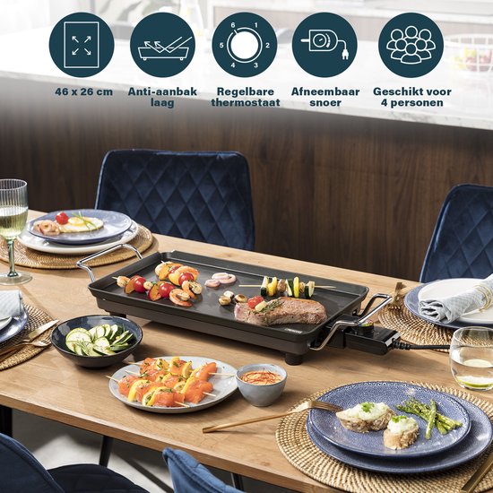 Princess 102300 Table Chef Pro Bakplaat Zwart