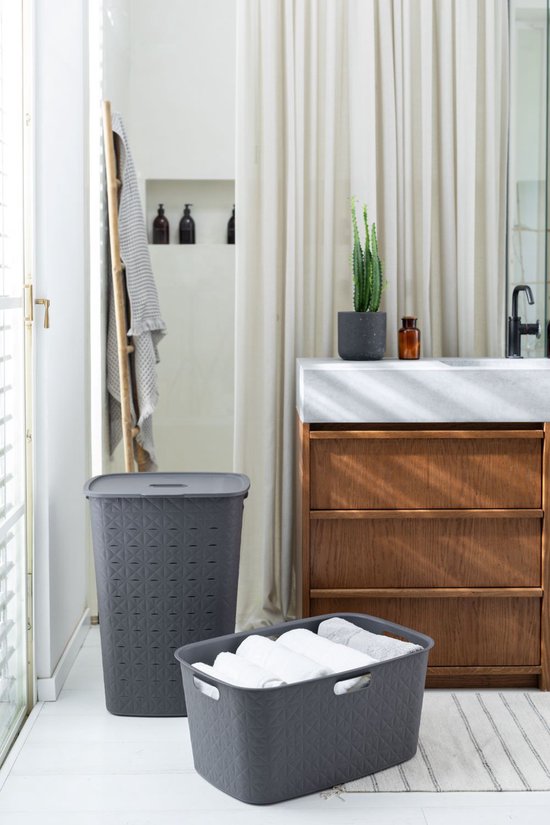 Curver Softex Wasmand met Deksel 56L Antraciet