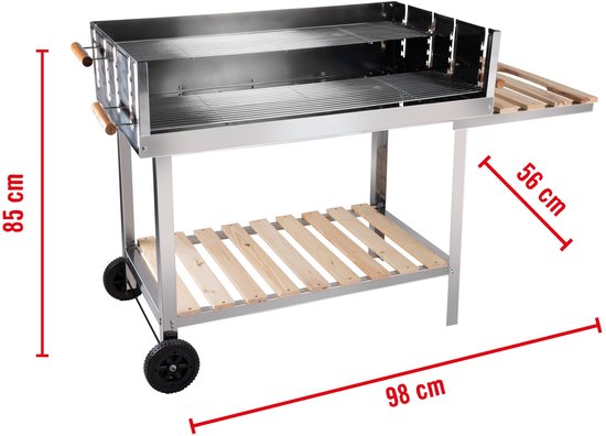 Trolly Barbecue-Grill RVS/Hout