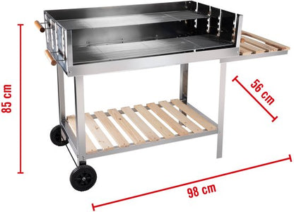 Trolly Barbecue-Grill RVS/Hout