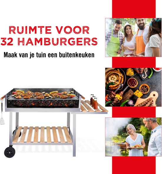 Trolly Barbecue-Grill RVS/Hout