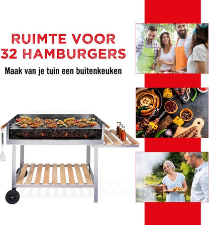 Trolly Barbecue-Grill RVS/Hout