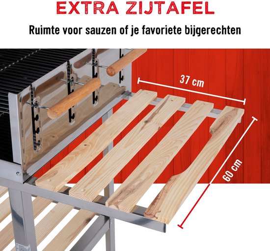 Trolly Barbecue-Grill RVS/Hout