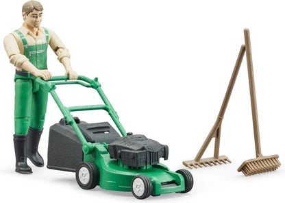 Bruder 62103 Tuinman met Grasmaaier + Accessoires