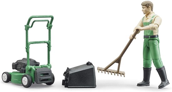 Bruder 62103 Tuinman met Grasmaaier + Accessoires