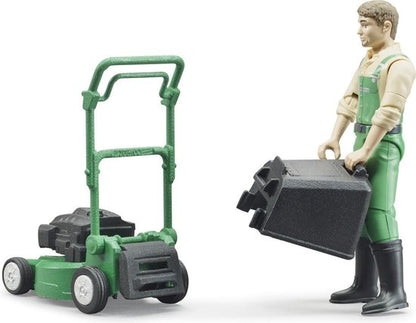 Bruder 62103 Tuinman met Grasmaaier + Accessoires