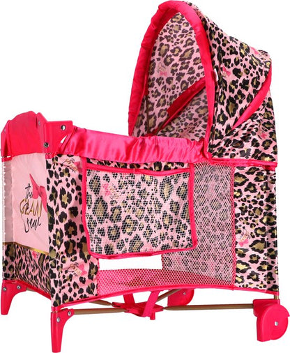 The Glam Crew Poppenbed met Luipaardprint Roze/Goud
