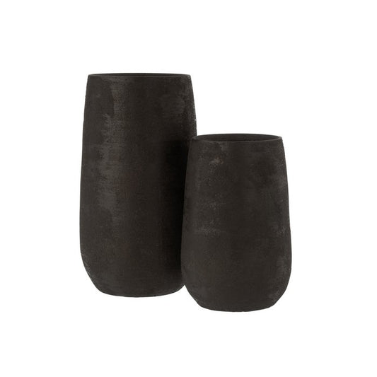 J-Line vaas Oneffen Ruw - keramiek - zwart - large - 41.50 cm hoog