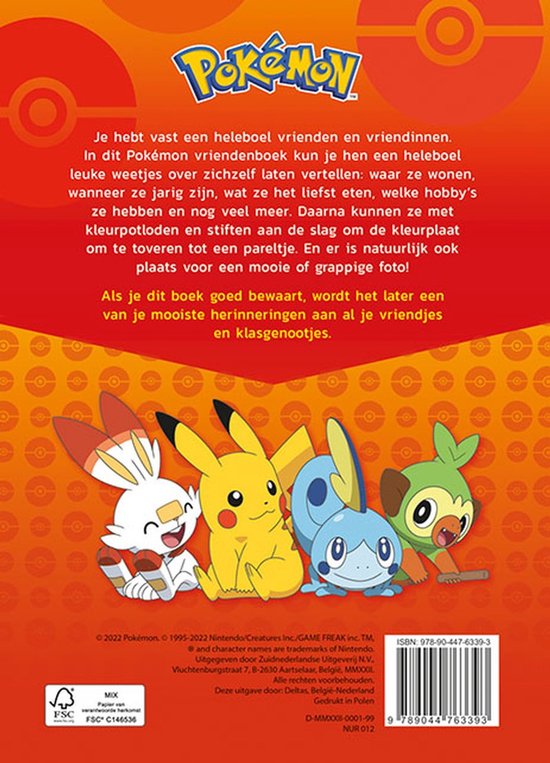 Deltas Pokémon vriendenboek