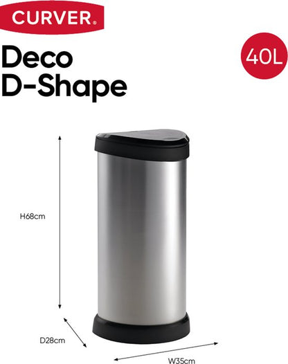 Curver Decobin 40L push zilver/zwart