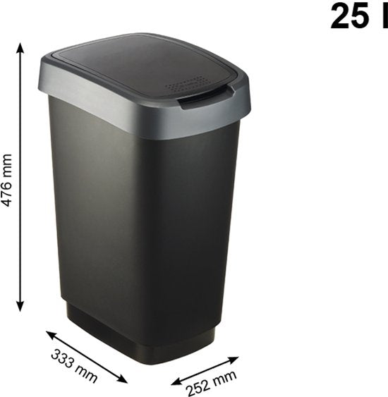 Rotho Twist Afvalbak 25L Zwart