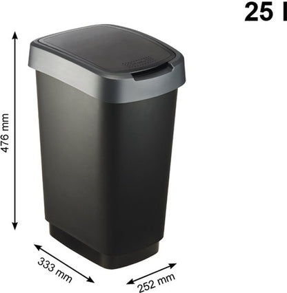 Rotho Twist Afvalbak 25L Zwart