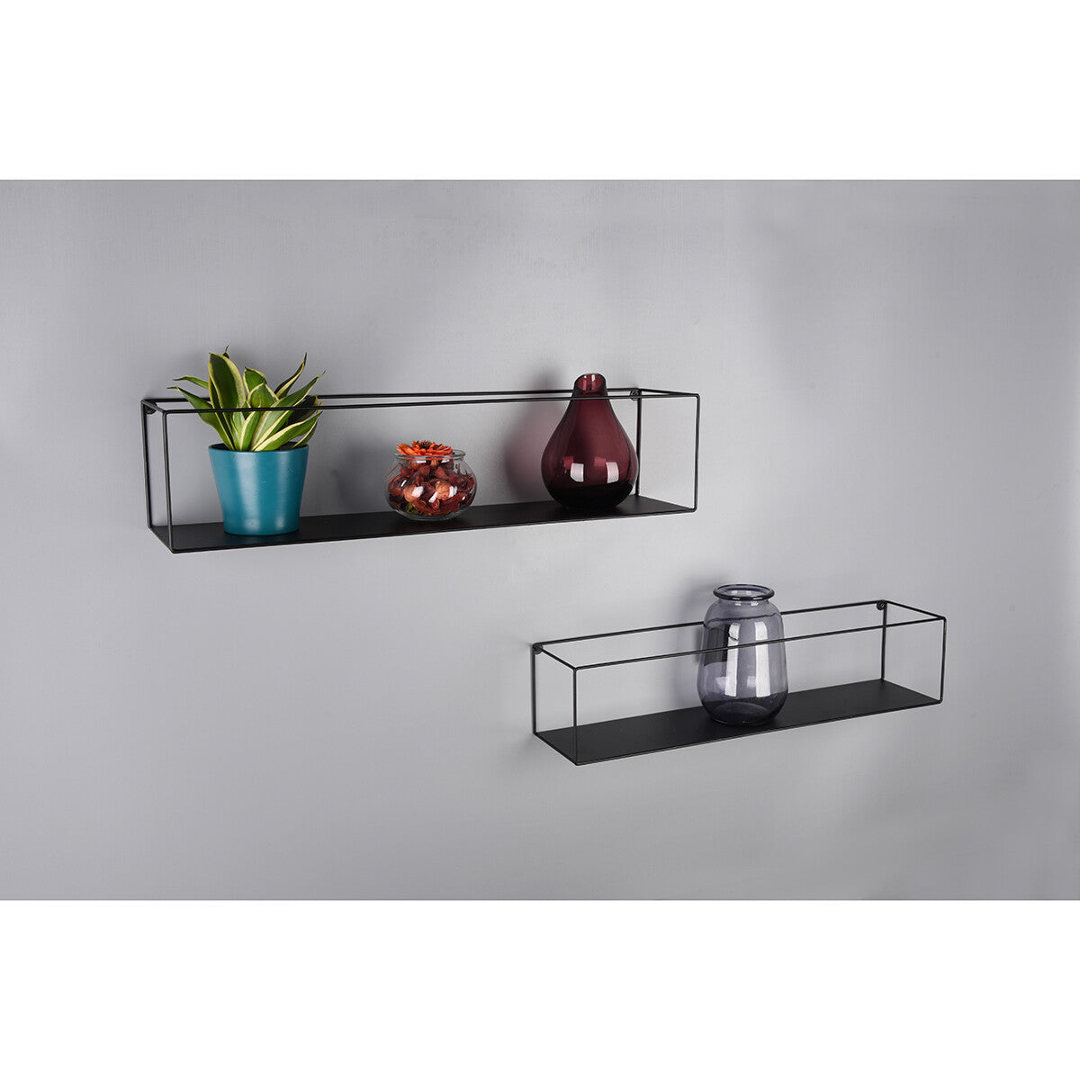 Wandrek Set van 2 Zwart Aluminium