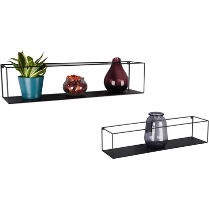 Wandrek Set van 2 Zwart Aluminium