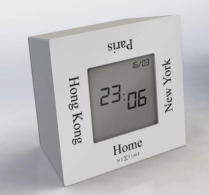 NeXtime NE-5190WI Alarmklok 7,4x4x7,4cm Metaal, Wit, 'Turn4Time'