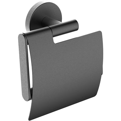 Toiletrolhouder met Klep Zwart