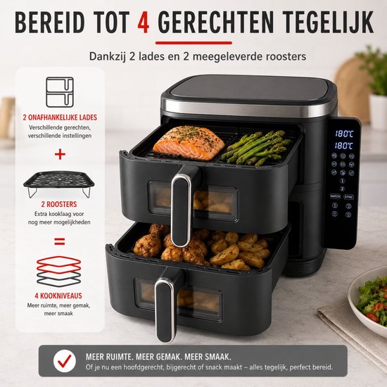 Dubbele Air Fryer XXL 2x 5.5L 230V