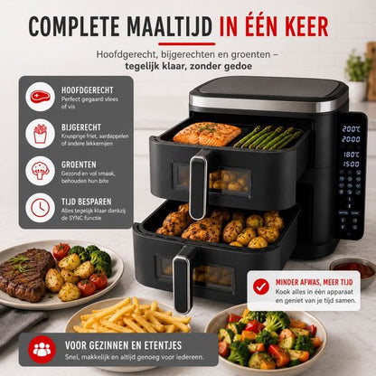 Dubbele Air Fryer XXL 2x 5.5L 230V