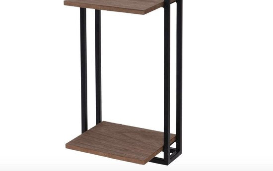 Home & Styling Metalen Ophangrek met Houten Platen 53x20x15 cm Zwart/Bruin