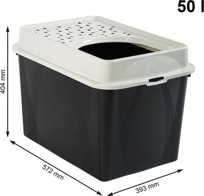 Rotho Eco Berty Kattenbak met Boveningang Zwart/Zand