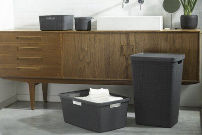 Curver Wasmand met Deksel Jute-Look 58L Donkergrijs