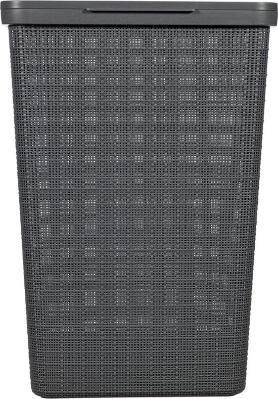 Curver Wasmand met Deksel Jute-Look 58L Donkergrijs