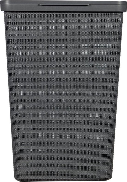 Curver Wasmand met Deksel Jute-Look 58L Donkergrijs