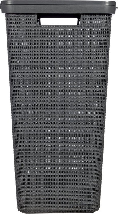 Curver Wasmand met Deksel Jute-Look 58L Donkergrijs