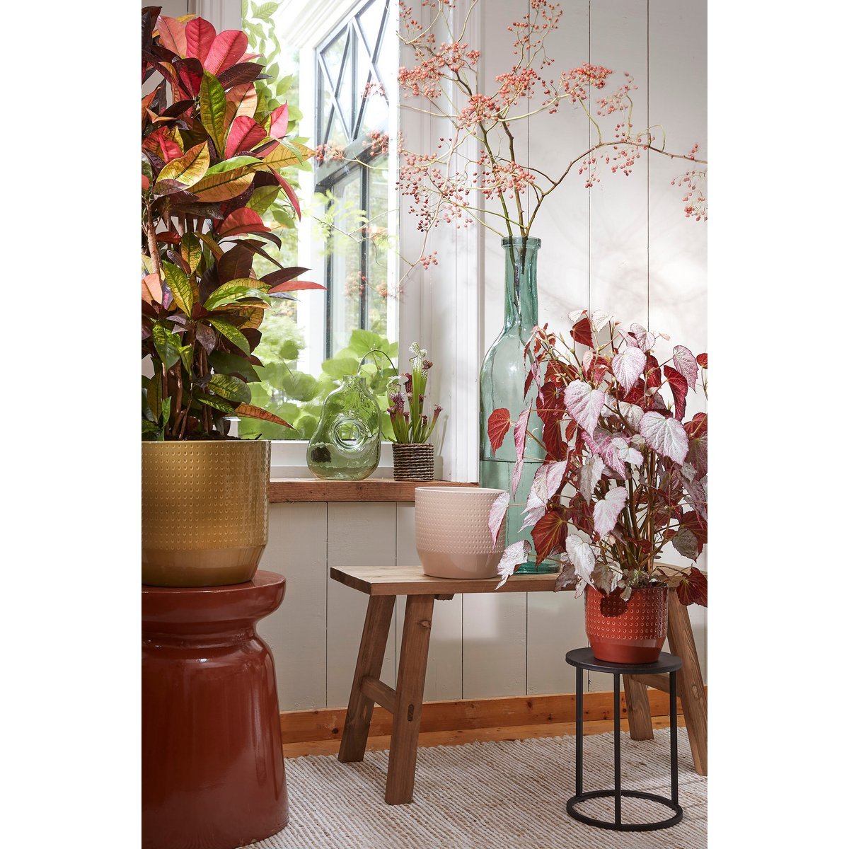 Bold Houten Bankje - L80 x B36,5 x H44 cm - Gerecycled Hout - Bruin