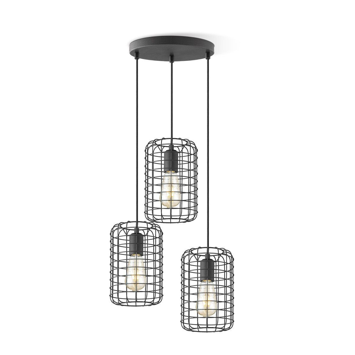 Hanglamp Netting 3 lichts - Zwart - 32x32x127cm