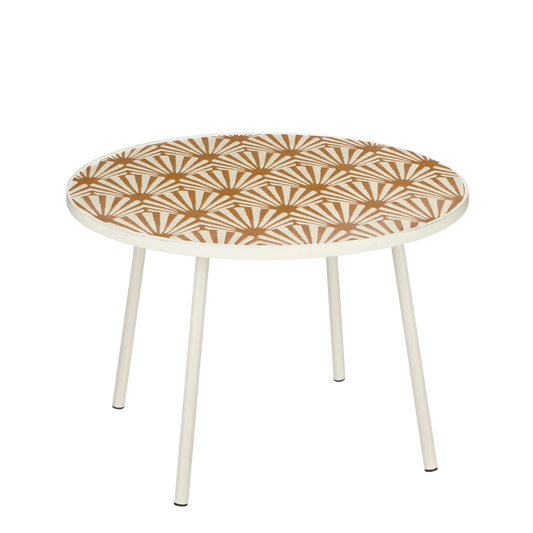 Odile Bijzettafel voor Buiten - H38 x Ø58 cm - Metaal - Bruin, Wit